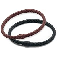 Phiten - Pulsera de titanio de moda de 17 cm color negro y marrón